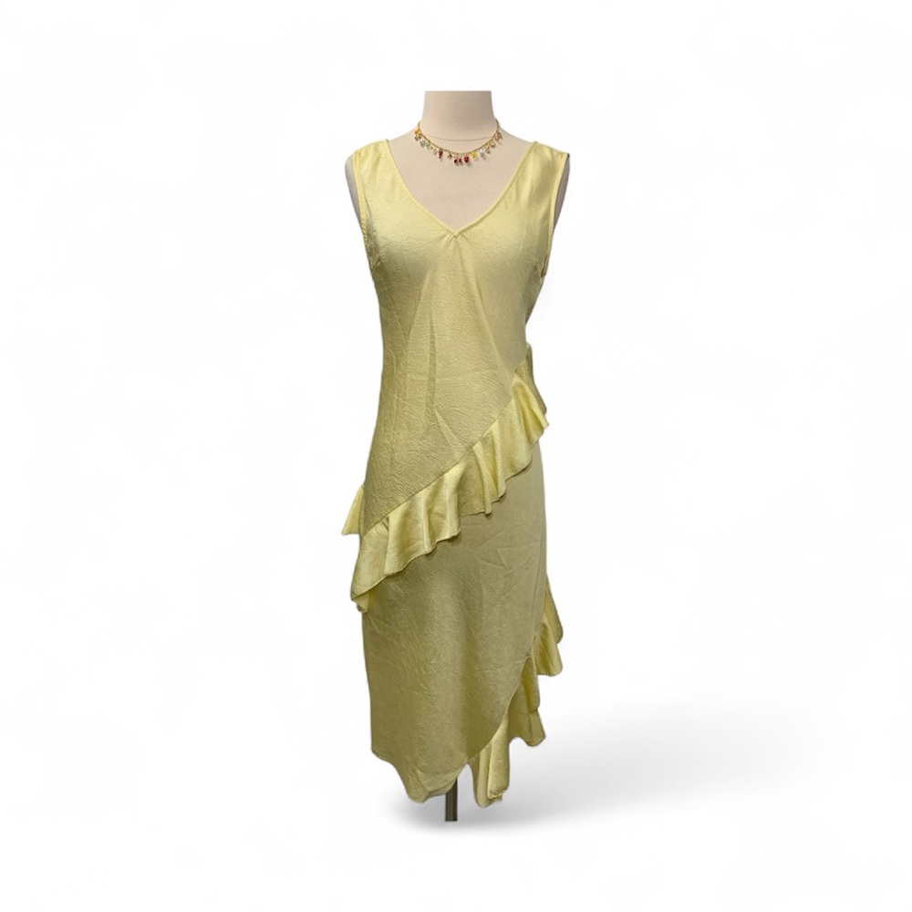 H&M Elegant Ruffle Midi Dress Blogger’s Favorite size XS butter yellow y2k vibes